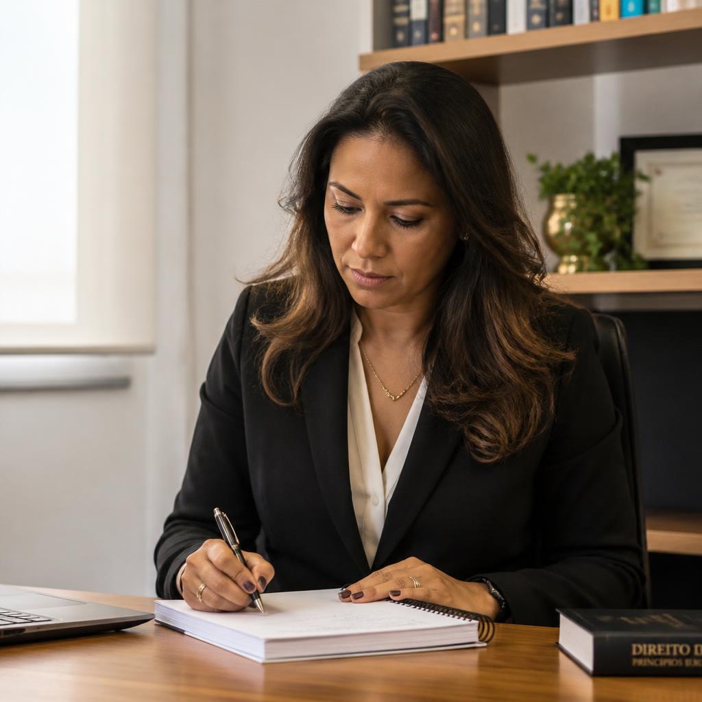 Dra. Gloria Arabicano trabalhando em seu escritório